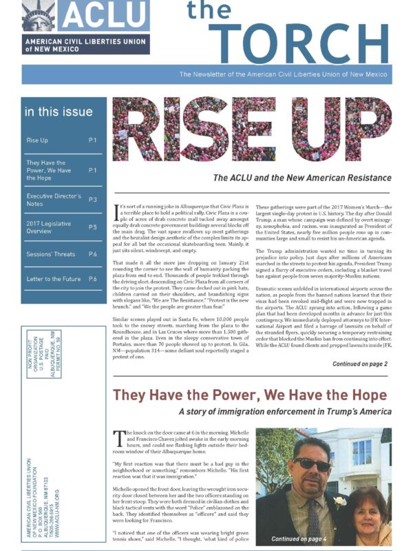 Image of page one of Spring 2017 Torch Newsletter