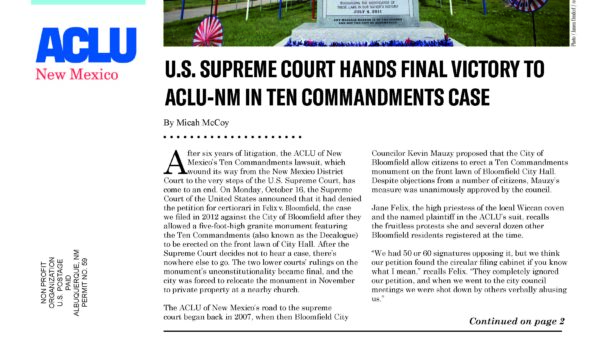 Image: Screenshot of the front page of a newsletter