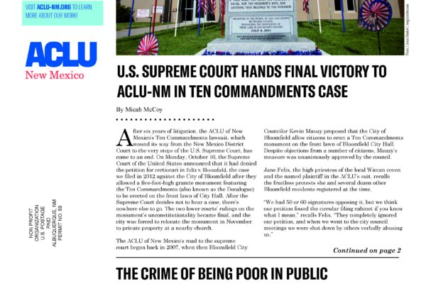 Image: Screenshot of the front page of a newsletter