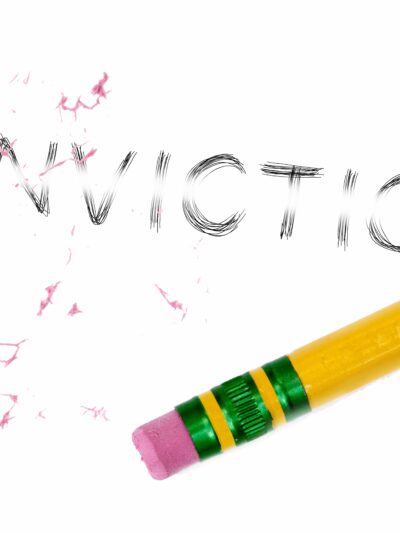 The word conviction being erased