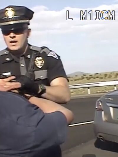 Dametrio Maldonado is slammed onto a police cruiser by a state police officer during his horrific encounter after trying to assist a crashed motorist.