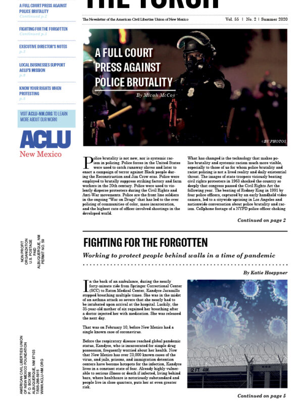 Front page of Summer 2020 Torch Newsletter