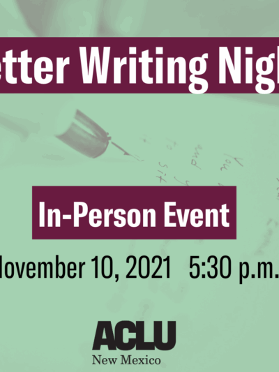 Letter Writing Night, In-Person Event, November 10, 5:30 p.m.