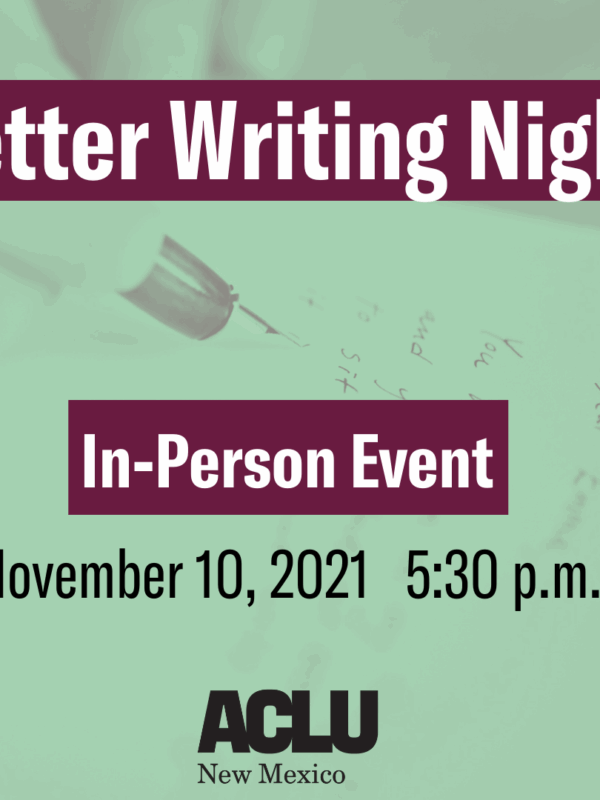 Letter Writing Night, In-Person Event, November 10, 5:30 p.m.