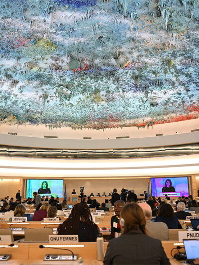 The United Nations Human Rights Council during a meeting at the United Nations in Geneva, Switzerland.