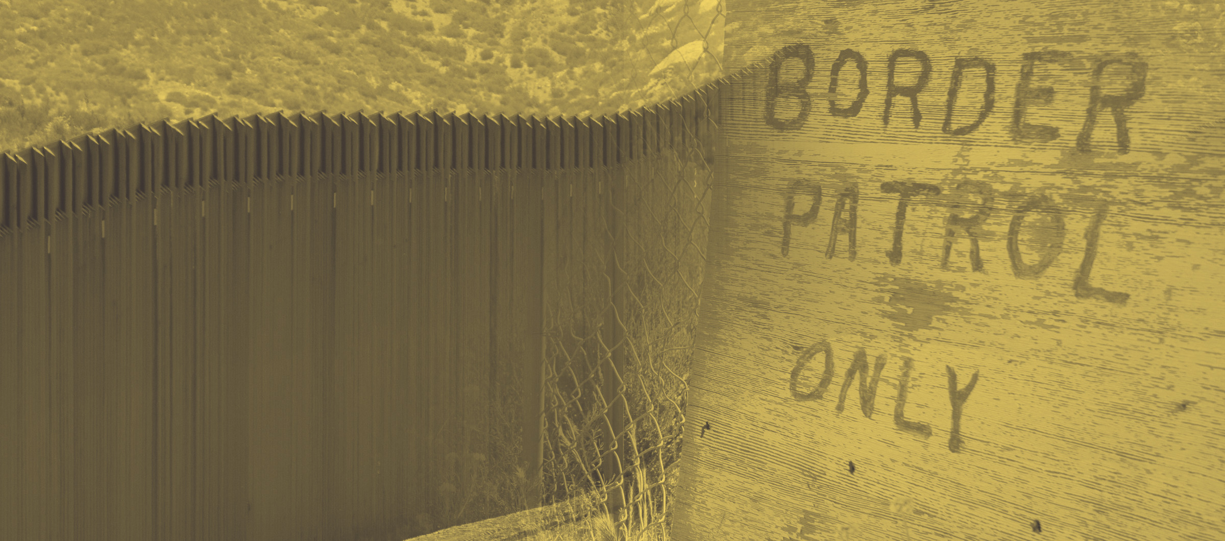 A sign that says border patrol only with a border fence.