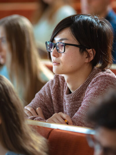 A racially-diverse classroom setting.