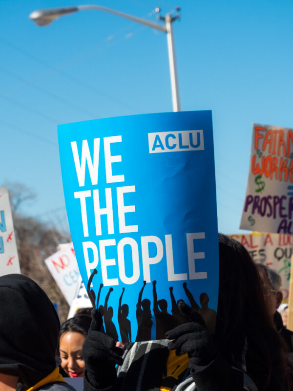 ACLU We the People banner at a protest.