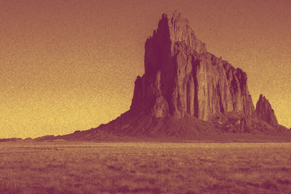 Stylized image of the Shiprock landscape in New Mexico