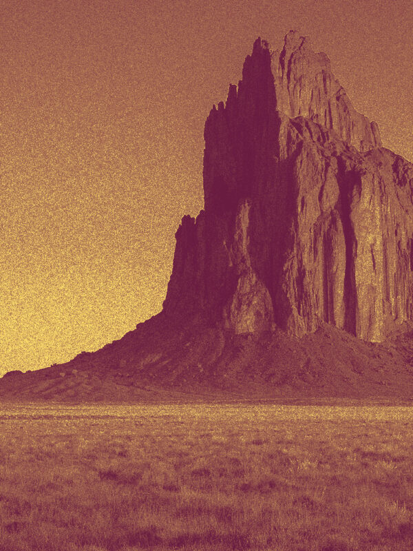 Stylized image of the Shiprock landscape in New Mexico