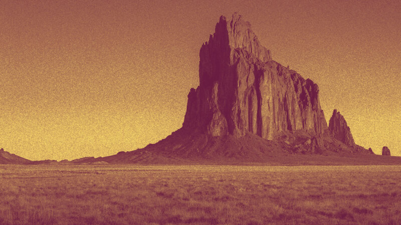 Stylized image of the Shiprock landscape in New Mexico