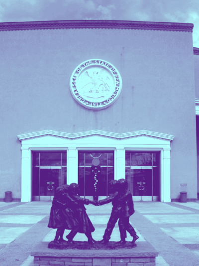 Stylized image of the Roundhouse in Santa Fe, NM