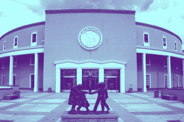 Stylized image of the Roundhouse in Santa Fe, NM