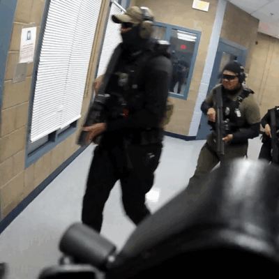 Body camera footage from March 8, 2025, when such training operations took place at DACDC. Various officers, masked and armed, are seen running into the quiet cells in the middle of the night.