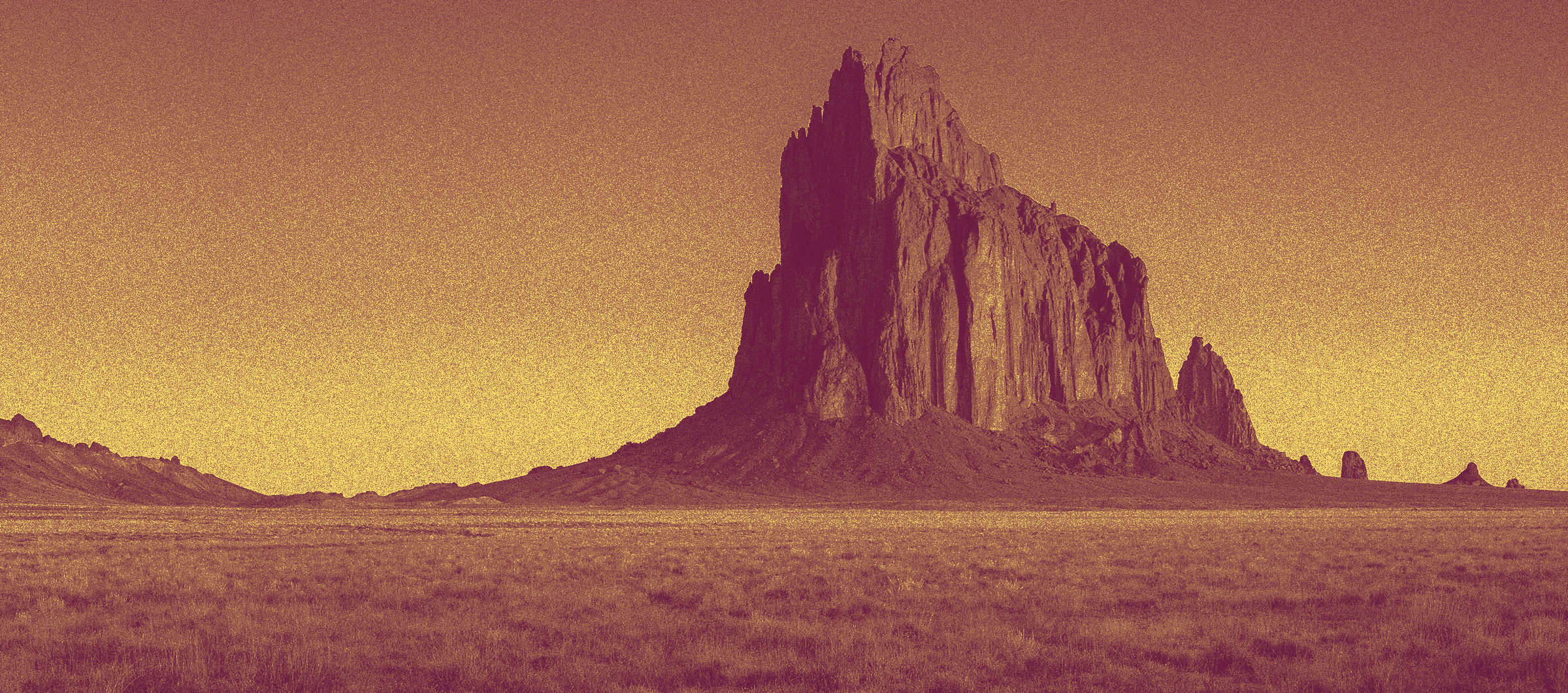 Stylized image of the Shiprock landscape in New Mexico