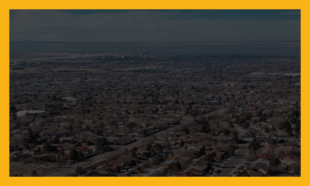 A muted image overlooking the city of Albuquerque.