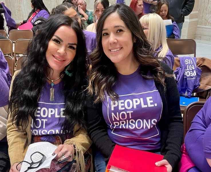 Vanessa (right) at the end Mass Incarceration Day of Action