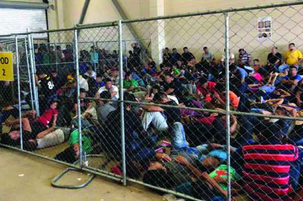 Immigration detention holding area in McCallen, TX in 2019. Overcrowding and unsafe conditions continue during the COVID-19 crisis.