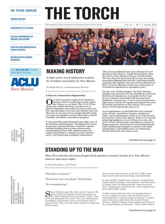 2019 Spring Torch - ACLU of New Mexico