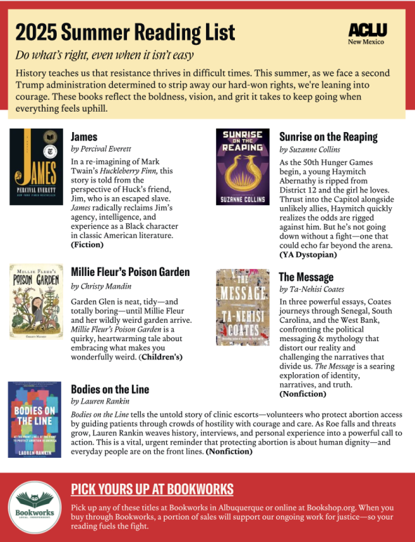 Screenshot of our 2025 summer reading list.