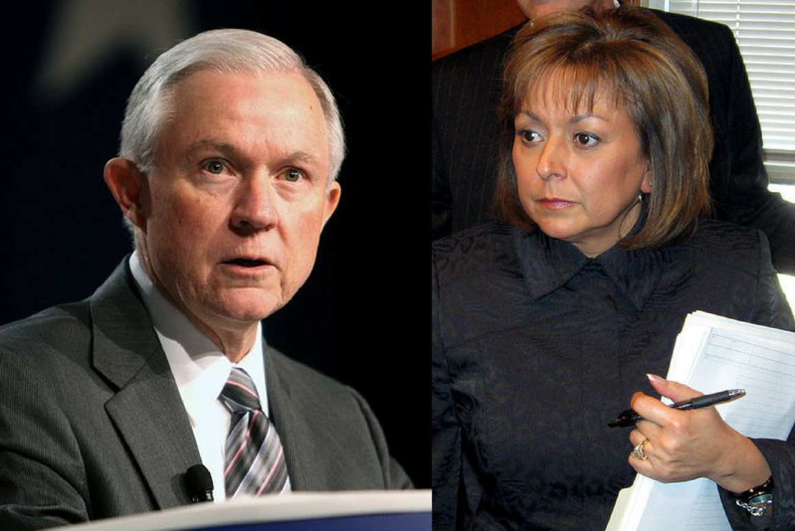 Photo of Attorney General Jeff Sessions next to New Mexico Governor Susana Martinez 