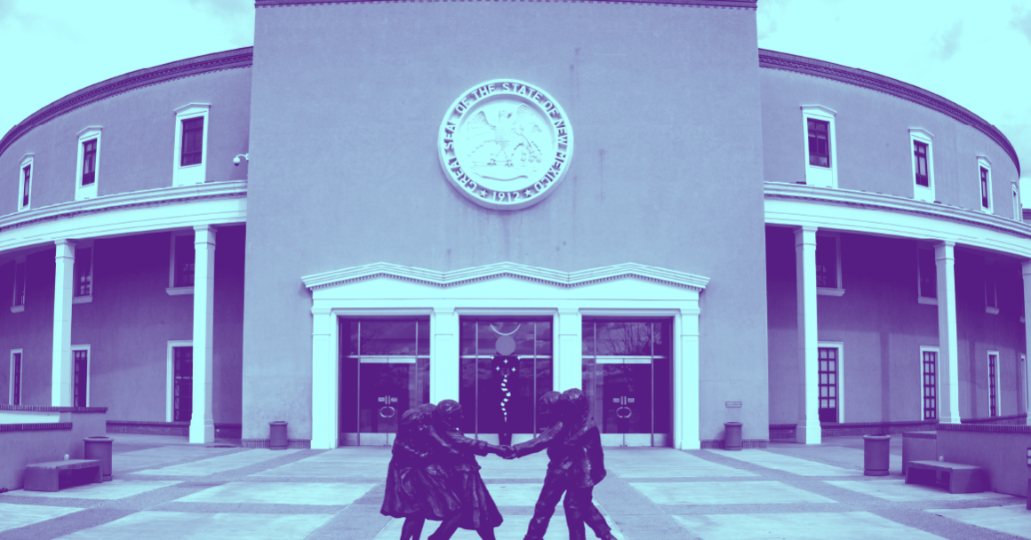 Stylized image of the Roundhouse in Santa Fe, NM
