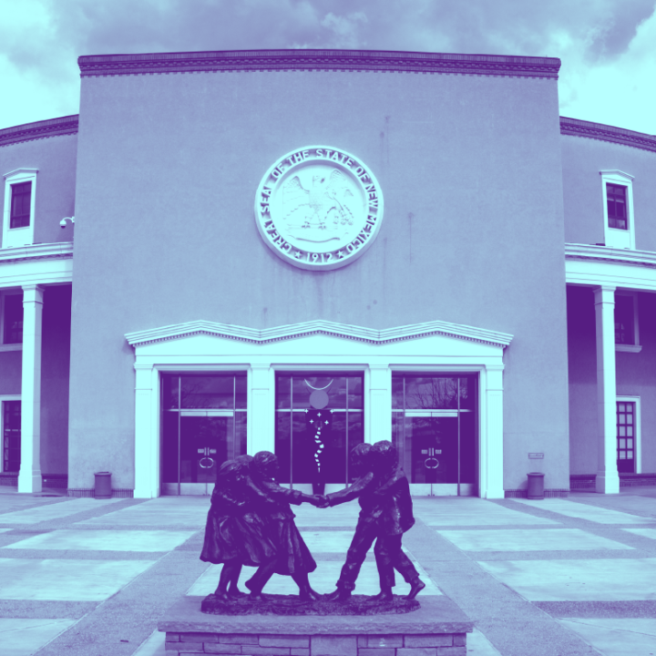 Stylized image of the Roundhouse in Santa Fe, NM